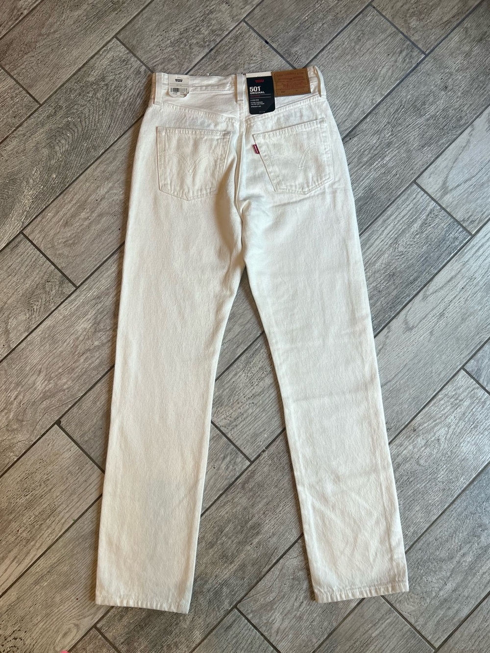 NWT Levi’s 501 Original Straight Leg Jeans, Women’s Size 0, W23 L30, Off White - Picture 2 of 13
